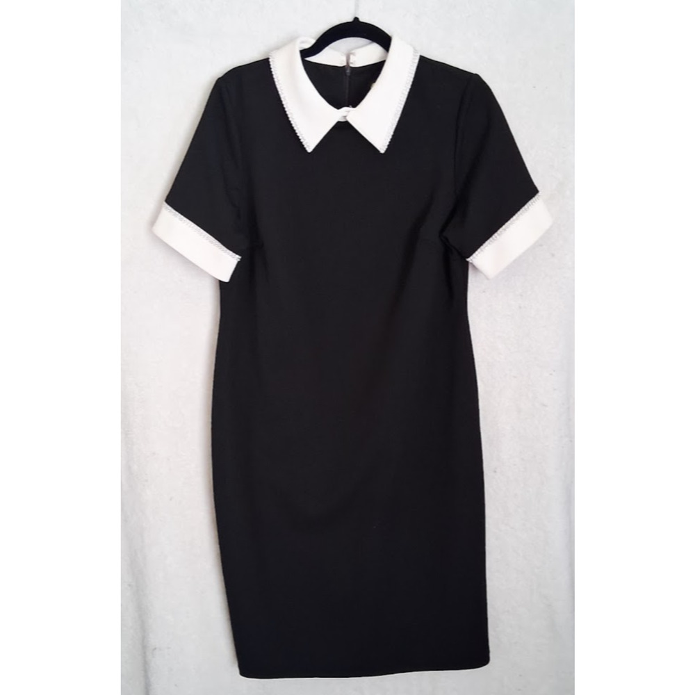 Shelby Nites Dress Size 14 Black White Collar Cuffs Wednesday Addams Modest Shea